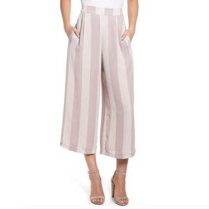 Leith XS wide leg cropped dress pants -dusty purple/mauve with off white stripes